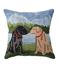 L.L.Bean Indoor/Outdoor Hooked Pillow, Mountain Dogs HOME GOODS