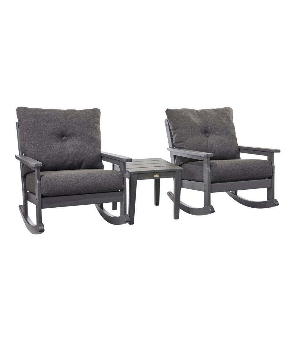 L.L.Bean All-Weather Patio Rocker Set with Side Table, Slate Gray HOME GOODS