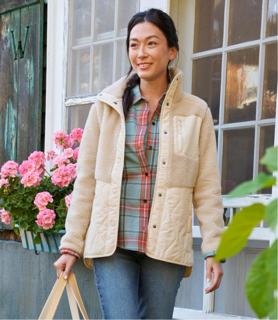 L.L.Bean Women's Bean's Mixed Media Sherpa Fleece Jacket NEW|CLOTHING|OUTERWEAR