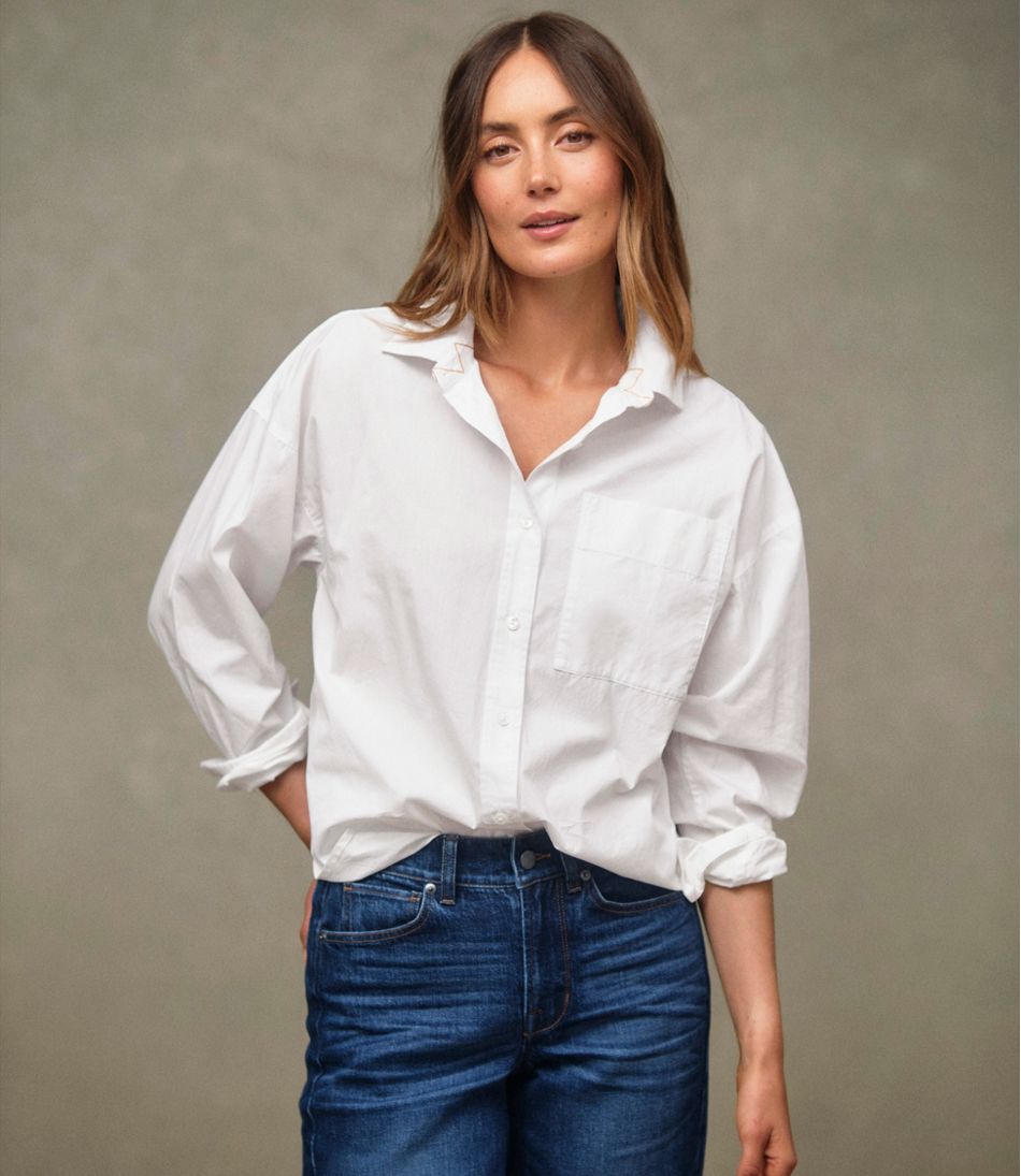 L.L.Bean Women's Signature Premium Essential Poplin Shirt, Long-Sleeve NEW|CLOTHING