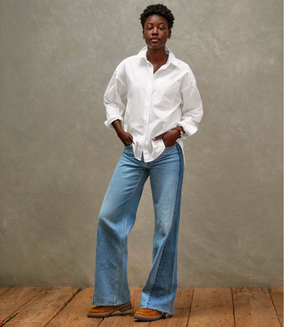 L.L.Bean Women's Signature Premium Essential Poplin Shirt, Long-Sleeve NEW|CLOTHING