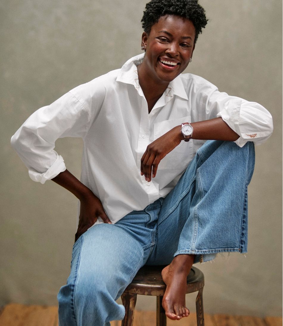L.L.Bean Women's Signature Premium Essential Poplin Shirt, Long-Sleeve NEW|CLOTHING
