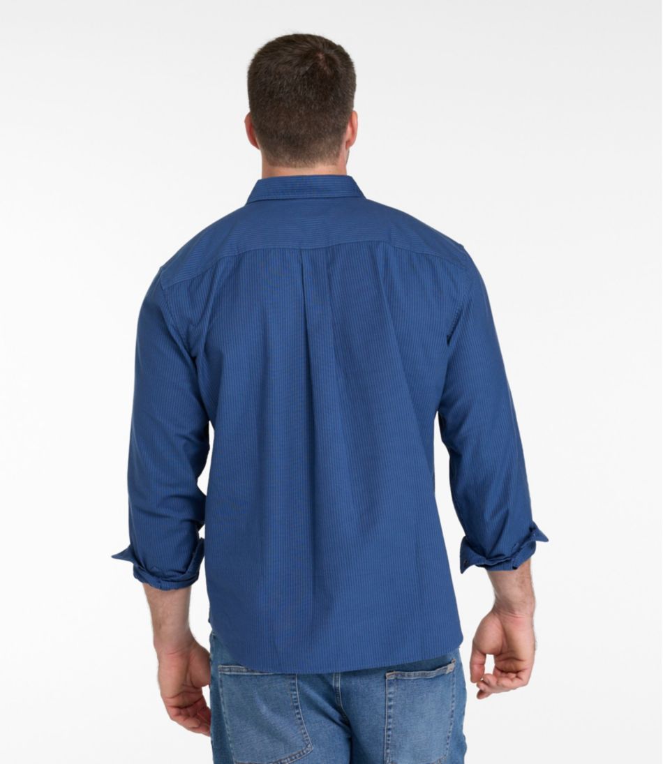 L.L.Bean Men's Sunwashed Oxford Shirt, Slightly Fitted Untucked Fit, Stripe NEW|CLOTHING