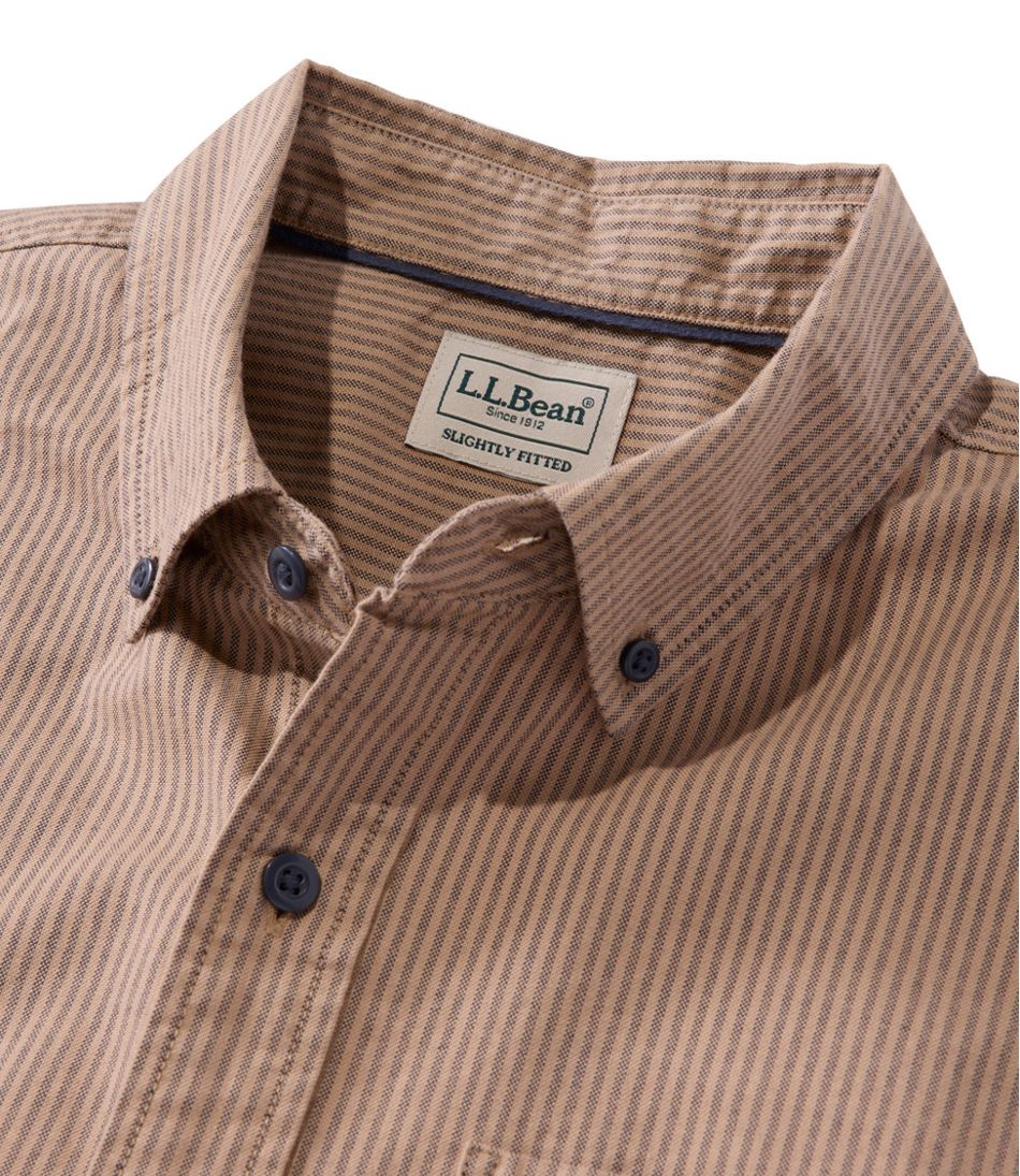 L.L.Bean Men's Sunwashed Oxford Shirt, Slightly Fitted Untucked Fit, Stripe NEW|CLOTHING