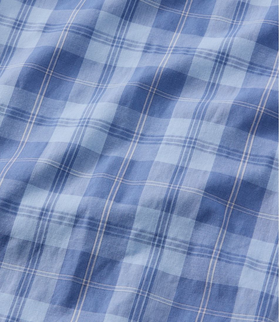 L.L.Bean Men's Comfort Stretch Performance® Chambray Shirt, Long-Sleeve, Slightly Fitted Untucked Fit, Plaid NEW|CLOTHING