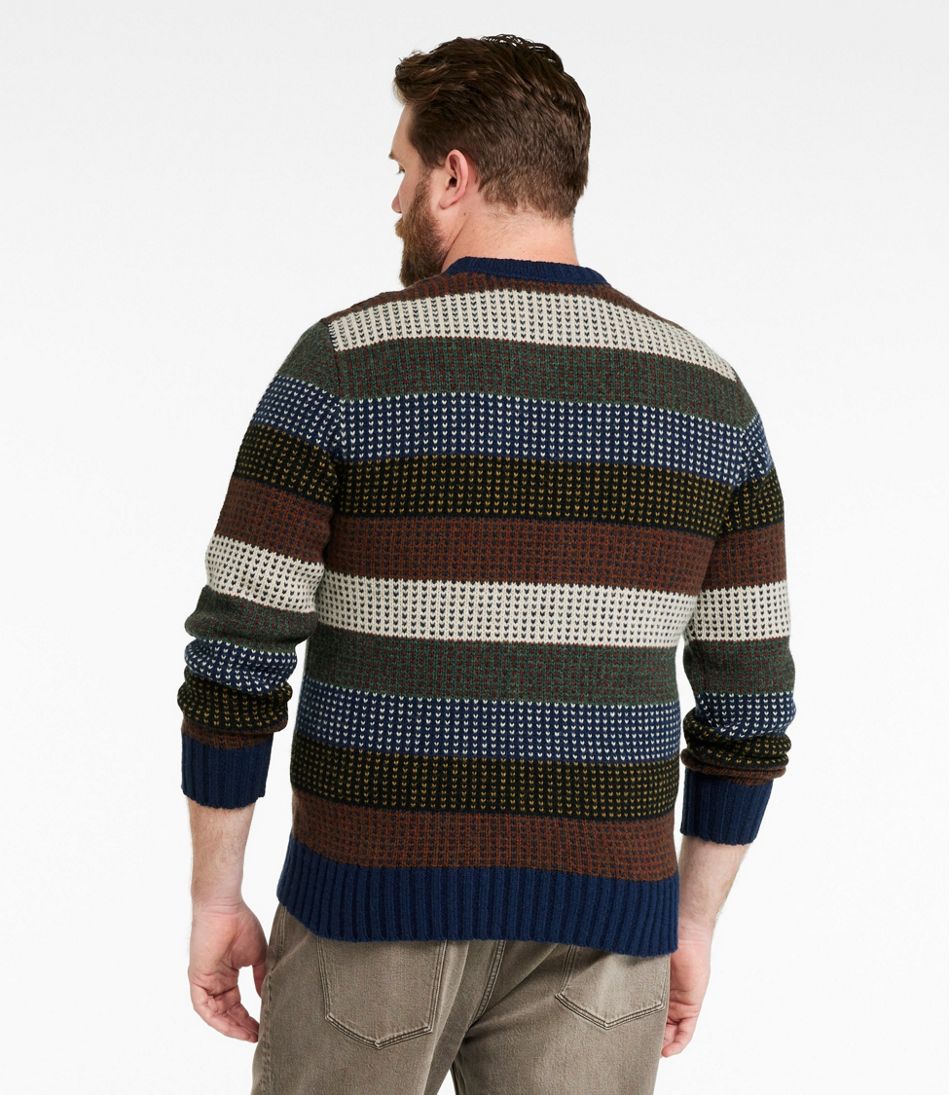 L.L.Bean Men's Signature 1980 Matinicus Rock Sweater, Crewneck, Stripe NEW|CLOTHING