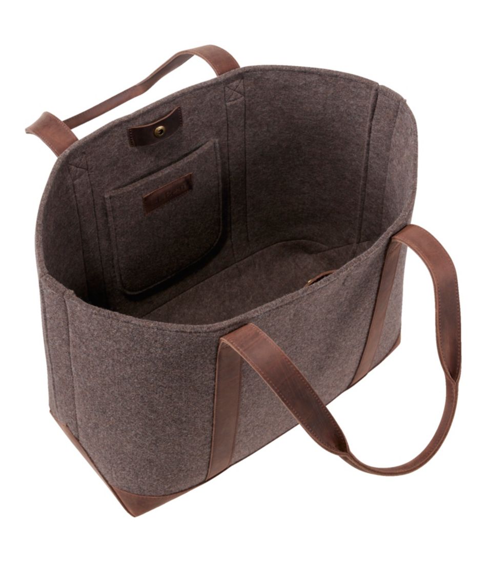 L.L.Bean Leather-Trim Wool Tote NEW|BAG & TRAVEL