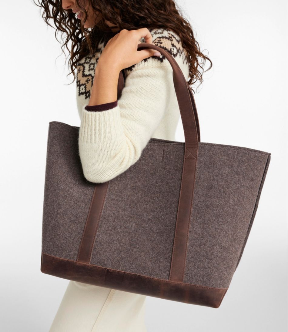 L.L.Bean Leather-Trim Wool Tote NEW|BAG & TRAVEL