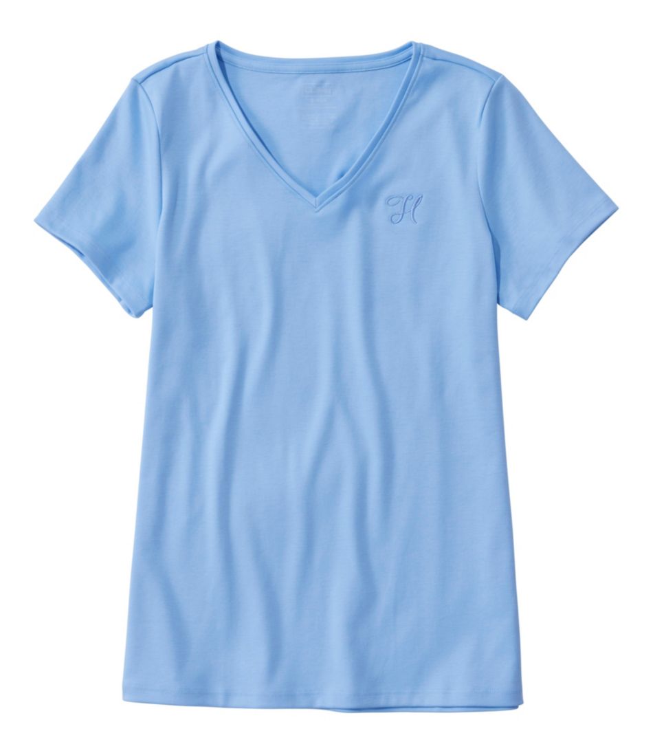 L.L.Bean Women's Pima Cotton Shaped V-Neck, Short-Sleeve CLOTHING|SALE