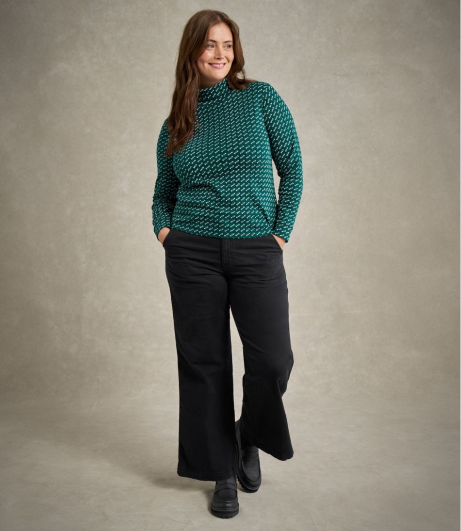 L.L.Bean Women's Interlock Turtleneck, Long-Sleeve Allover Print CLOTHING|SALE