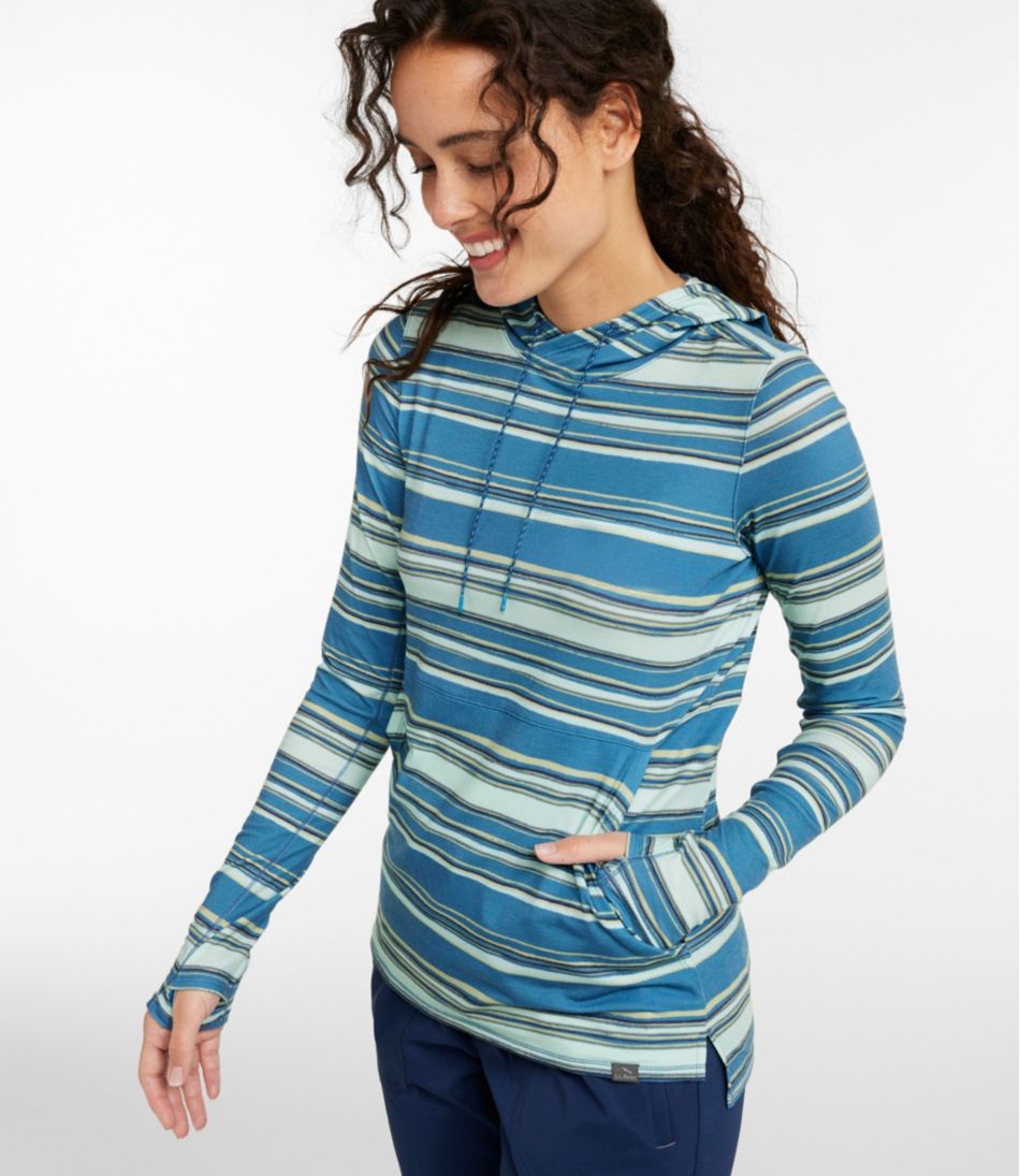 L.L.Bean Women's Everyday SunSmart® Hooded Pullover, Long-Sleeve Stripe CLOTHING|SALE