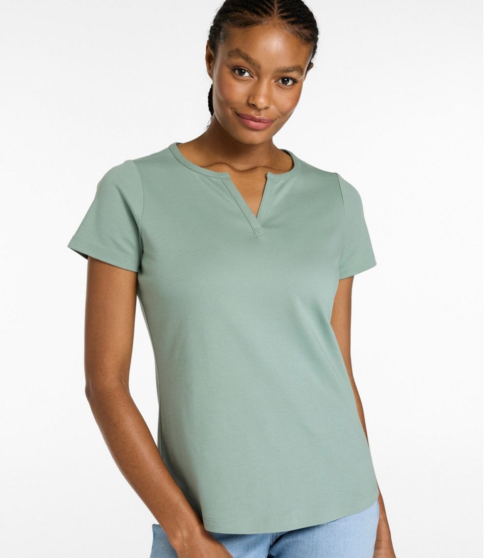 L.L.Bean Women's Tee, Short-Sleeve Notch-Neck CLOTHING