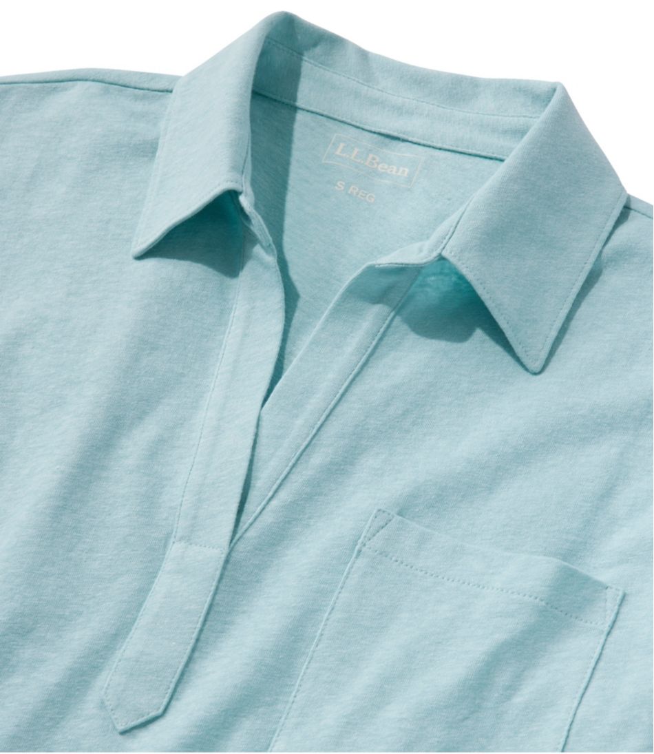 L.L.Bean Women's Linen/Cotton Tee, Three-Quarter-Sleeve Splitneck Polo CLOTHING