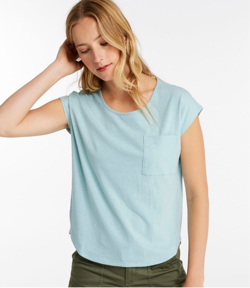 L.L.Bean Women's Linen/Cotton Tee, Short-Sleeve Scoopneck CLOTHING