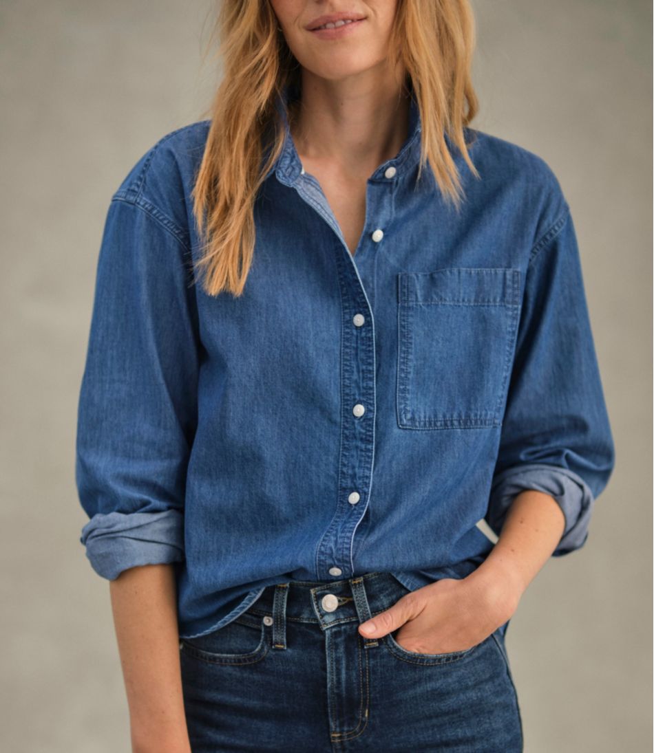 L.L.Bean Women's Denim Boyfriend Shirt CLOTHING