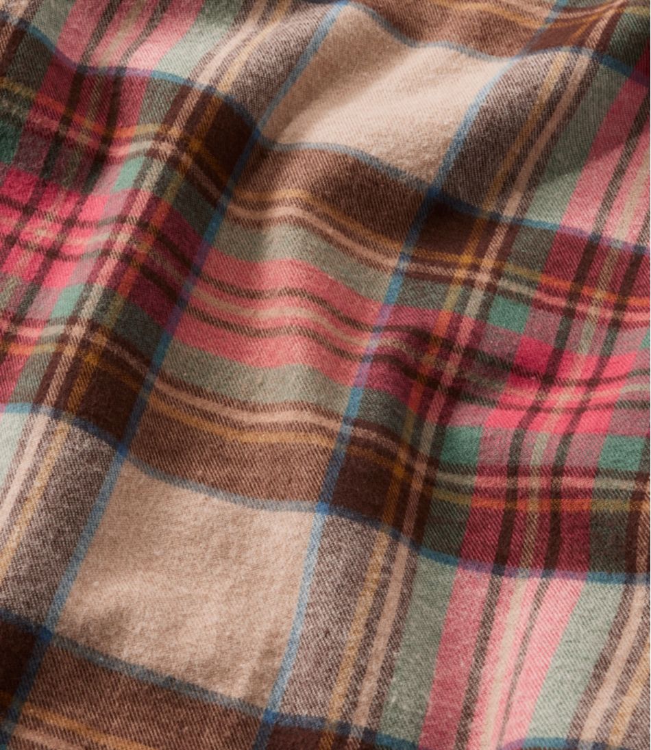 L.L.Bean Women's Scotch Plaid Flannel Shirt, Quarter-Zip CLOTHING
