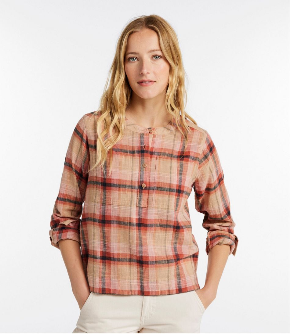L.L.Bean Women's Day Breeze Shirt, Long-Sleeve Collarless CLOTHING