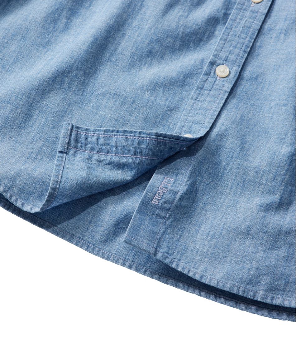 L.L.Bean Women's Essential Cotton Shirt, Chambray Long Sleeve CLOTHING
