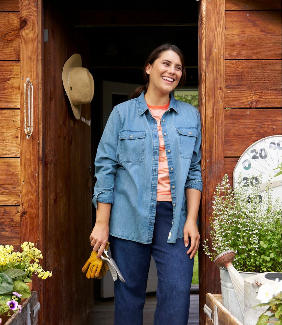 L.L.Bean Women's L.L. Bean Heritage Washed Denim Shirt, Long-Sleeve CLOTHING|SALE