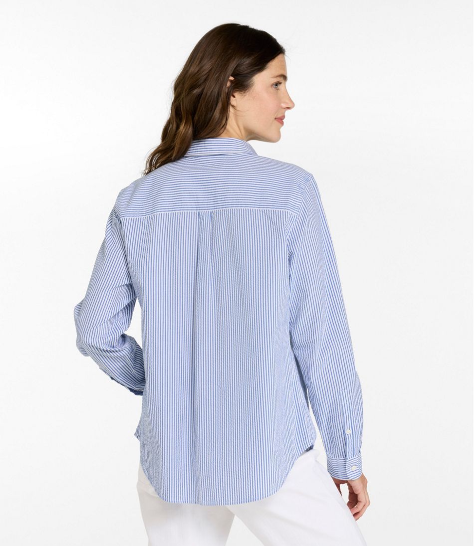 L.L.Bean Women's Vacationland Seersucker Shirt, Long-Sleeve CLOTHING