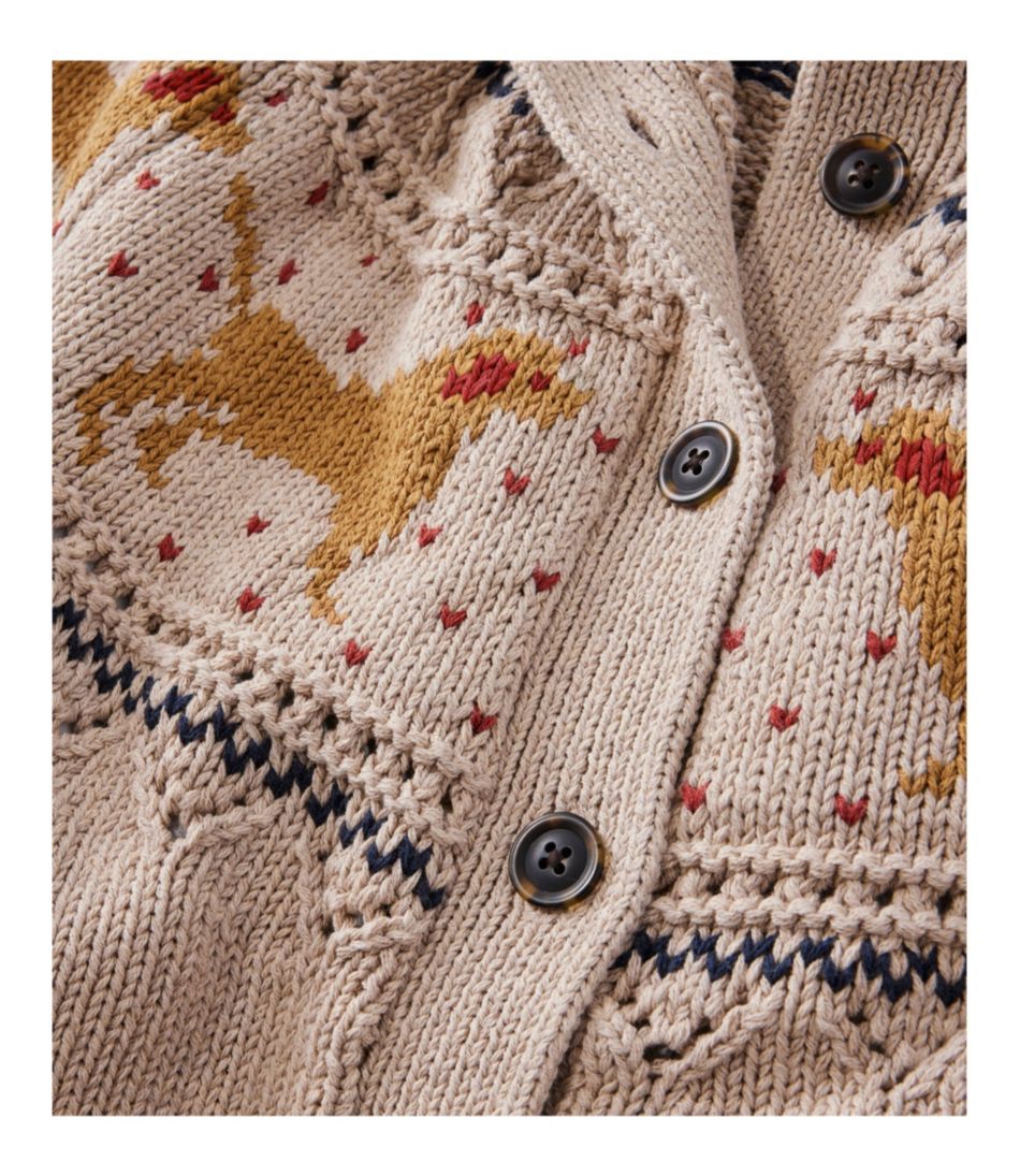 L.L.Bean Women's Signature Cotton Fisherman Sweater, Short Cardigan Fair Isle CLOTHING|SALE