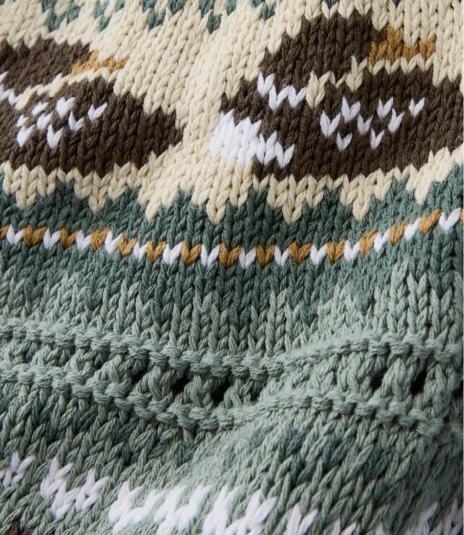 L.L.Bean Women's Signature Cotton Fisherman Sweater, Short Cardigan Fair Isle CLOTHING|SALE