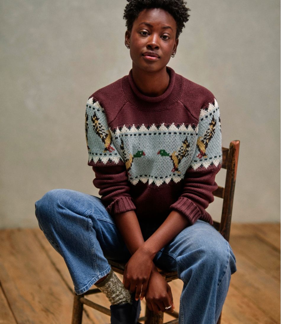 L.L.Bean Women's Signature Original Cotton Sweater, Rollneck Novelty CLOTHING|SALE