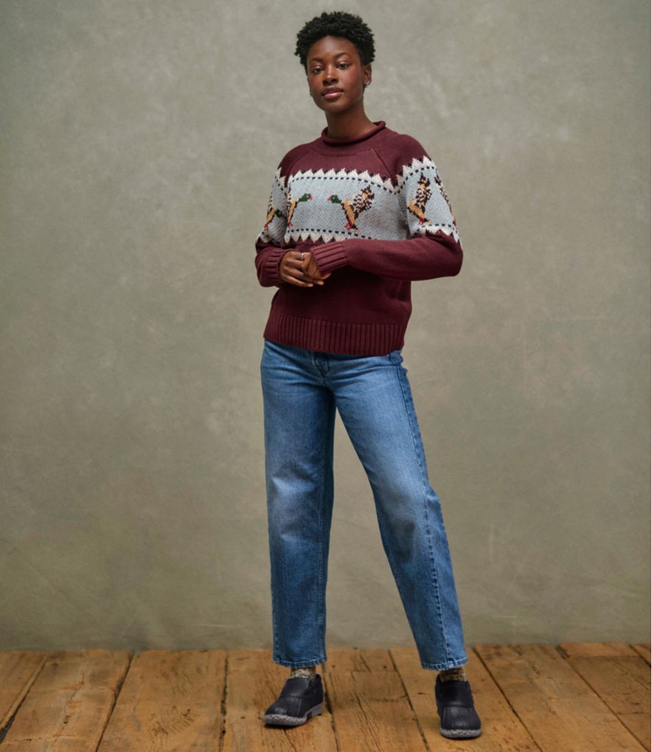 L.L.Bean Women's Signature Original Cotton Sweater, Rollneck Novelty CLOTHING|SALE