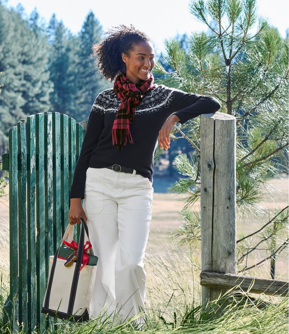L.L.Bean Women's Classic Cashmere Sweater, Crewneck Fair Isle CLOTHING|SALE
