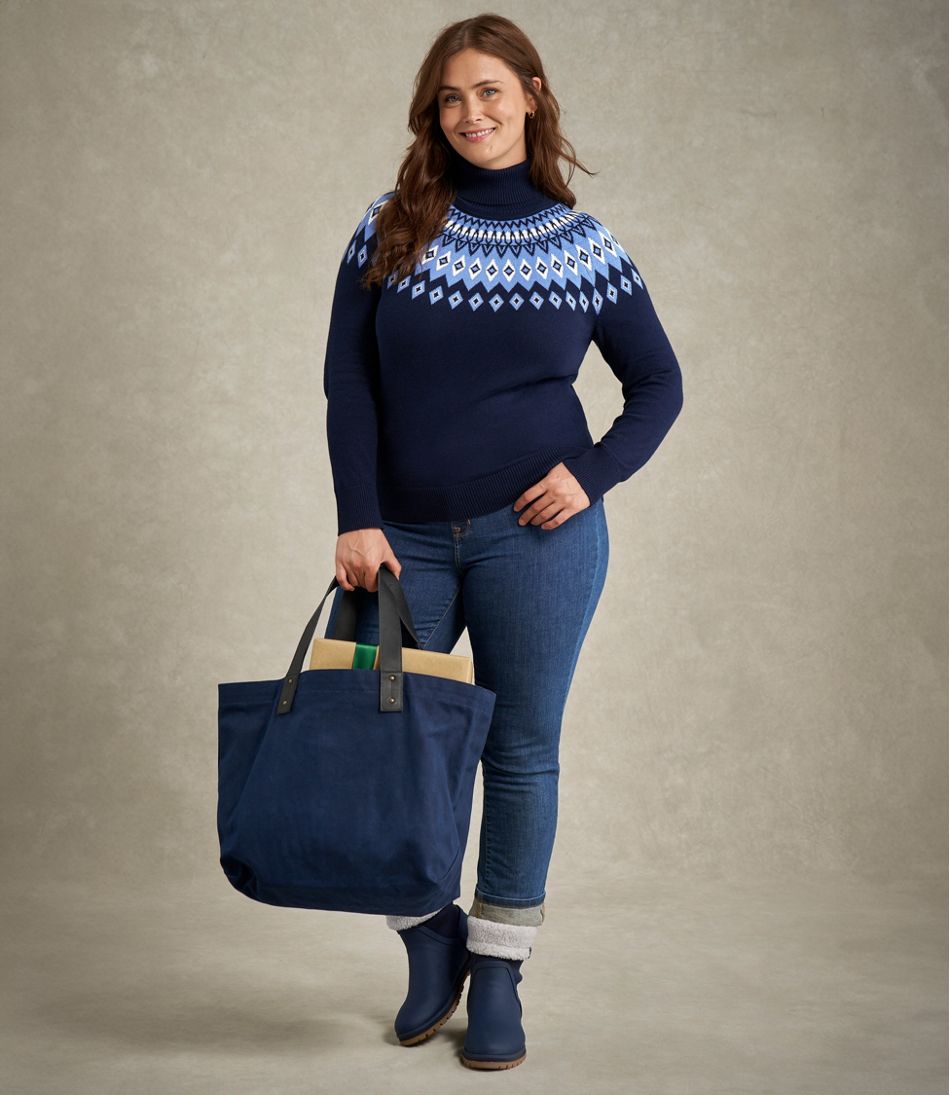 L.L.Bean Women's Cotton/Cashmere Sweater, Turtleneck Fair Isle CLOTHING|SALE