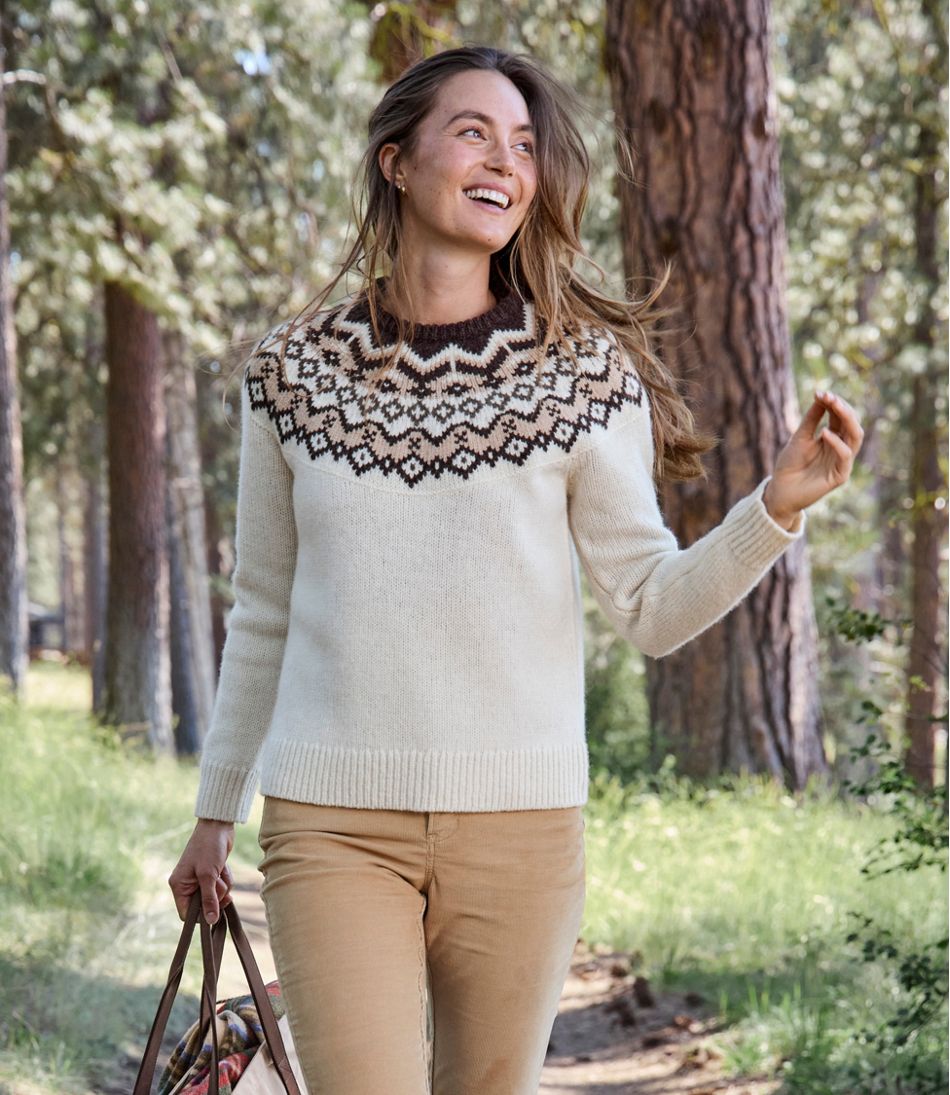 L.L.Bean Women's Bean's Classic Ragg Wool Sweater, Crewneck Fair Isle CLOTHING|SALE