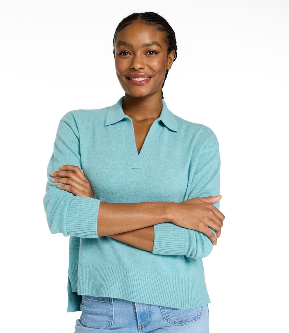 L.L.Bean Women's Classic Cashmere Sweater, Relaxed Polo CLOTHING