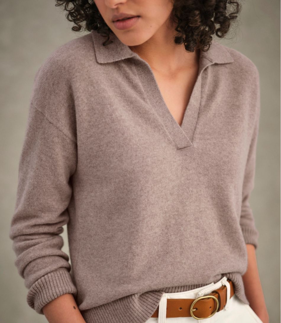 L.L.Bean Women's Classic Cashmere Sweater, Relaxed Polo CLOTHING
