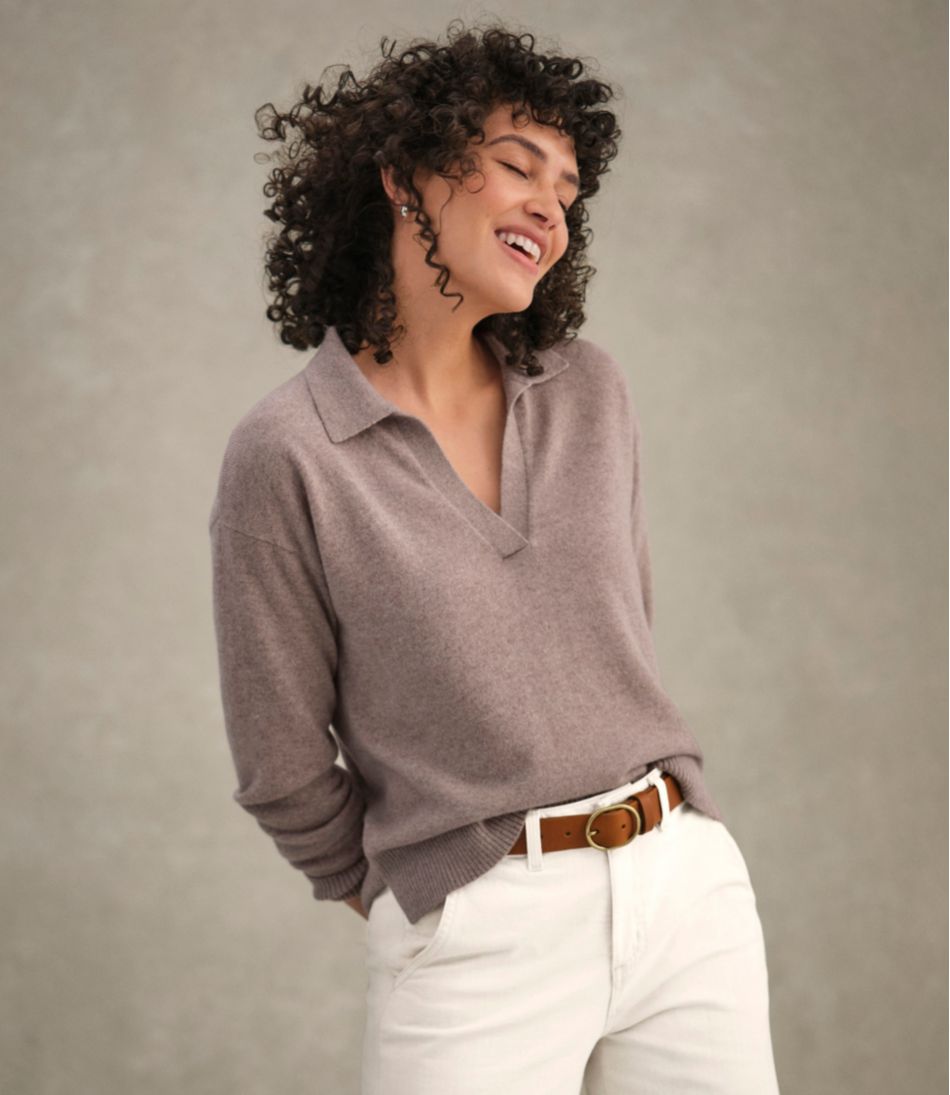 L.L.Bean Women's Classic Cashmere Sweater, Relaxed Polo CLOTHING