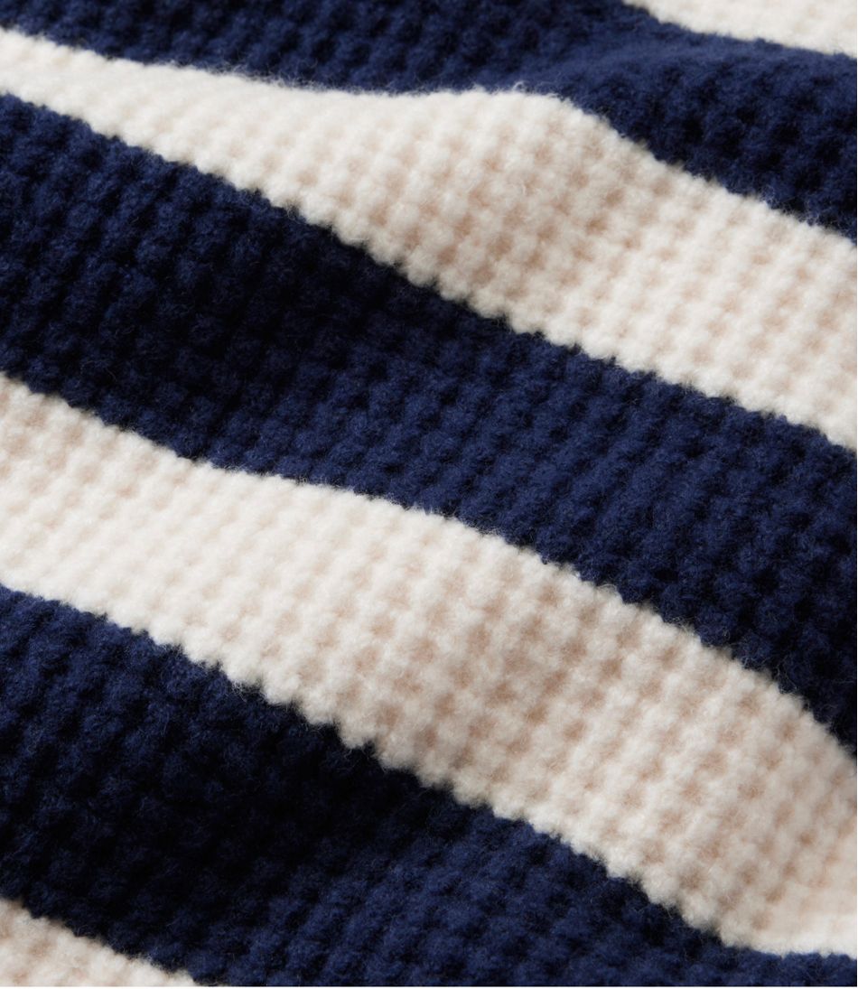 L.L.Bean Women's SuperSoft Waffle Sweater, Polo Stripe CLOTHING