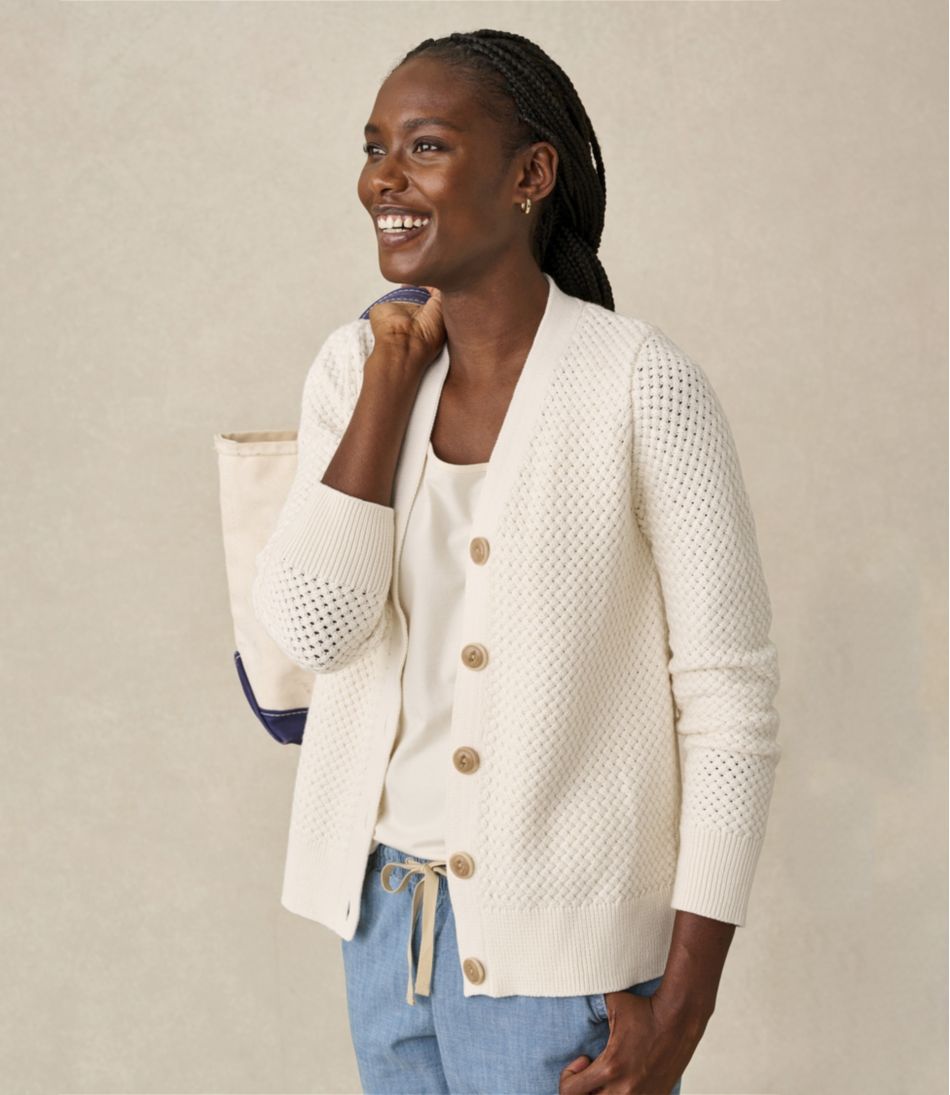 L.L.Bean Women's Basketweave Sweater, Button-Front Cardigan CLOTHING|SALE