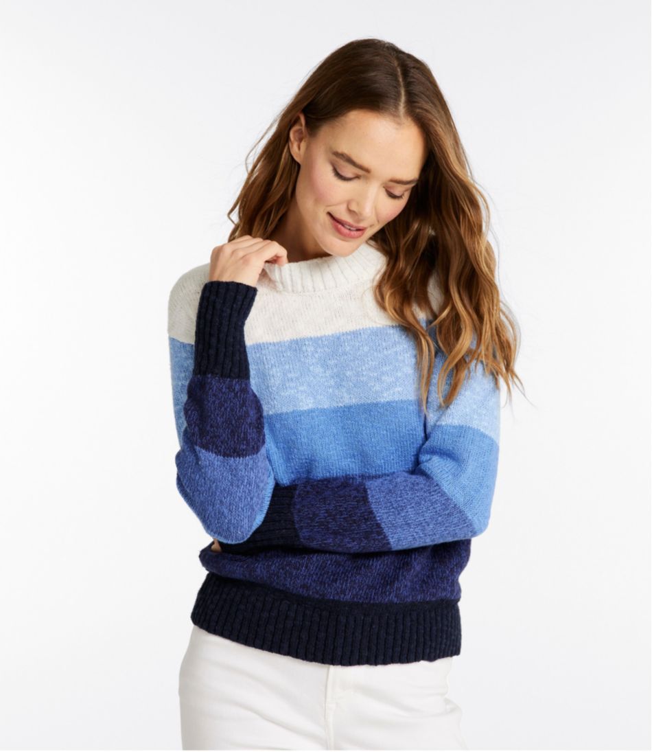 L.L.Bean Women's Cotton Ragg Sweater, Crewneck Stripe CLOTHING