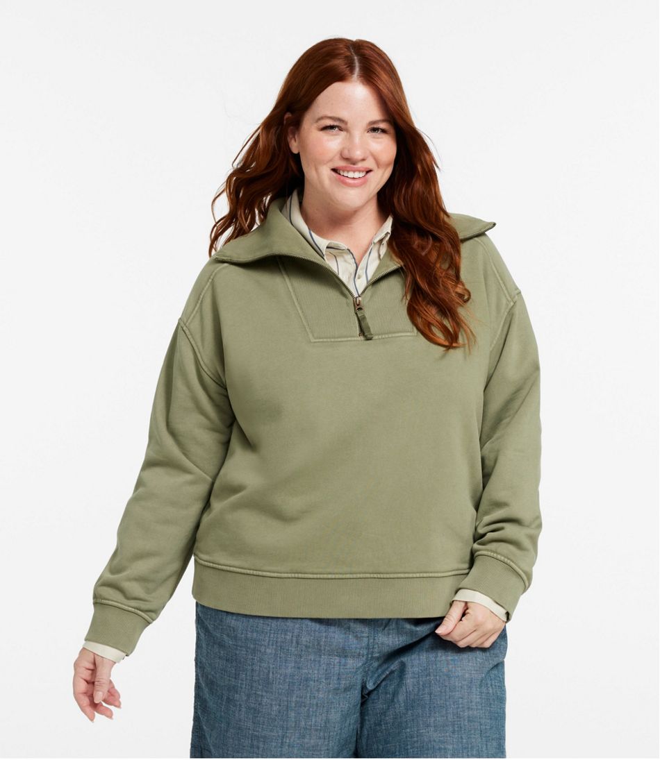 L.L.Bean Women's Sunwashed Sweats, Quarter-Zip CLOTHING