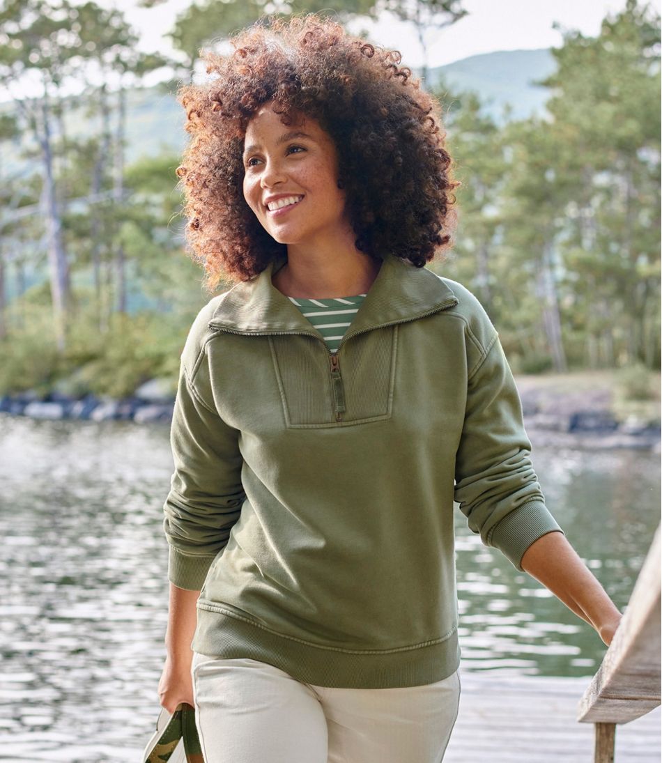 L.L.Bean Women's Sunwashed Sweats, Quarter-Zip CLOTHING