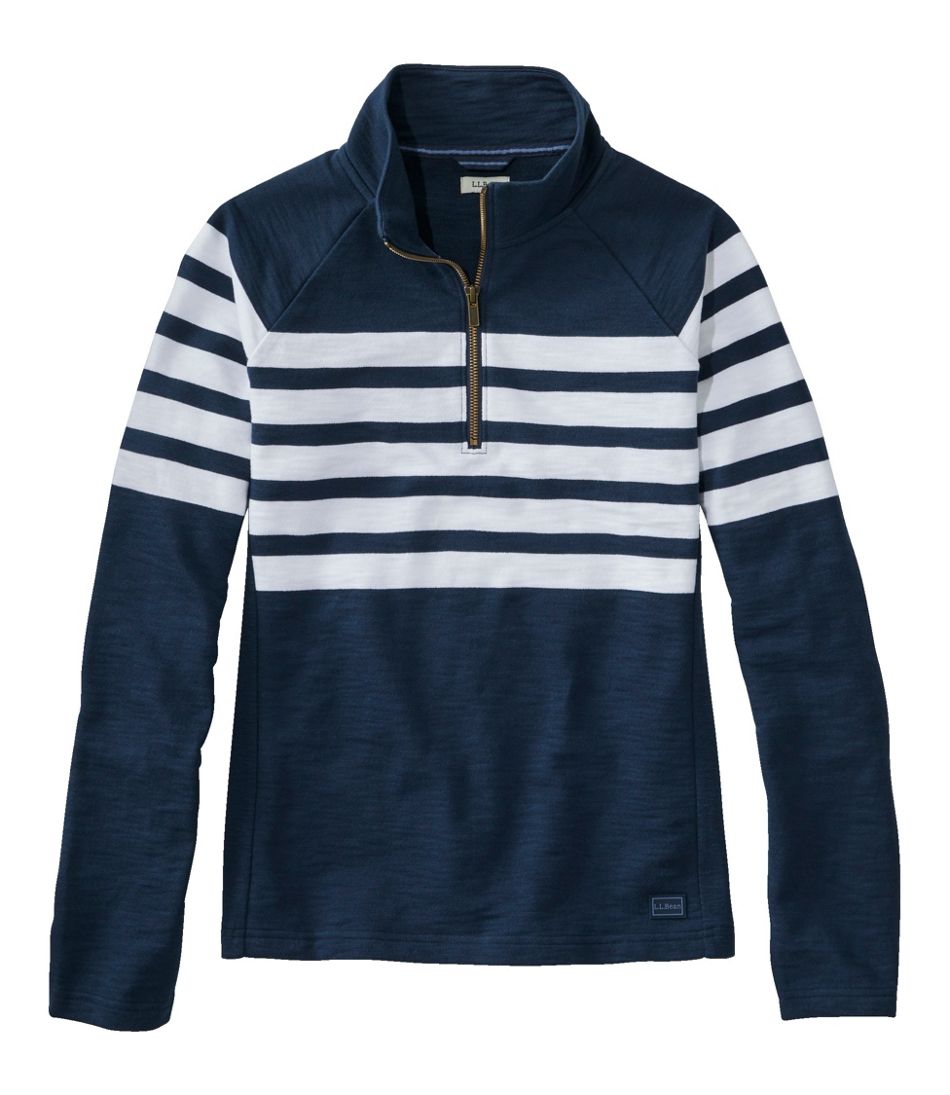 L.L.Bean Women's Peaks Island Quarter-Zip Pullover, Stripe CLOTHING|SALE