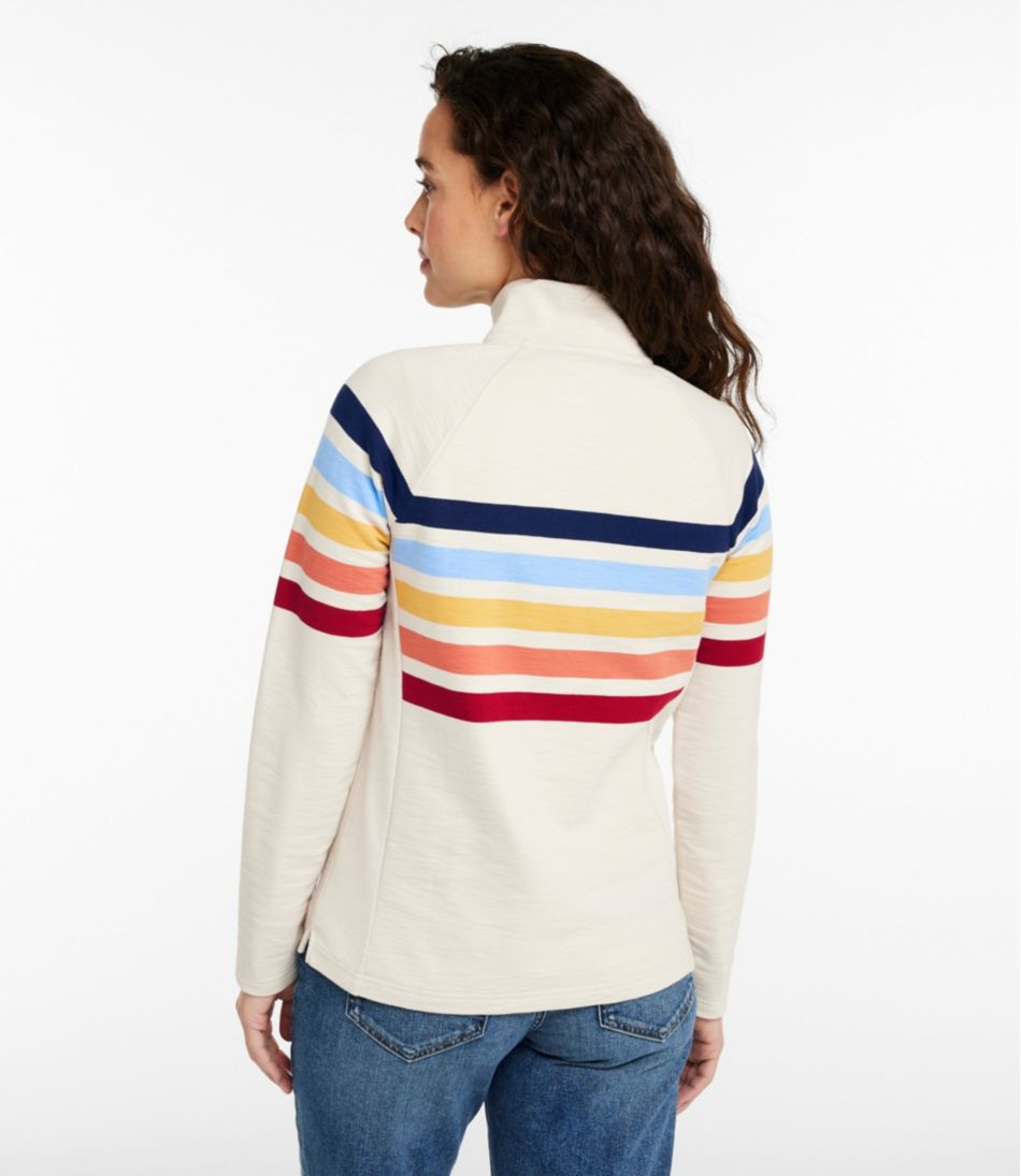 L.L.Bean Women's Peaks Island Quarter-Zip Pullover, Stripe CLOTHING|SALE