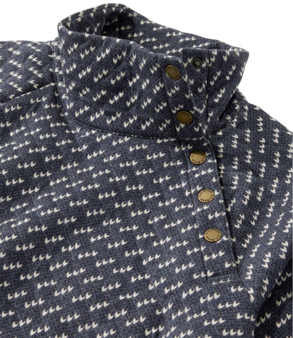 L.L.Bean Women's Quilted Sweatshirt, Snapneck Pullover Print CLOTHING|SALE