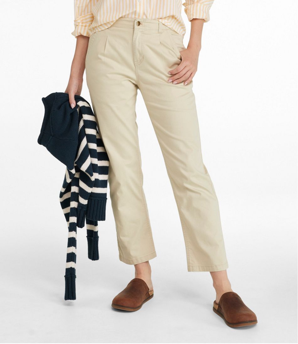 L.L.Bean Women's Signature Easy-Cotton Pleated Chinos, Ankle CLOTHING|SALE