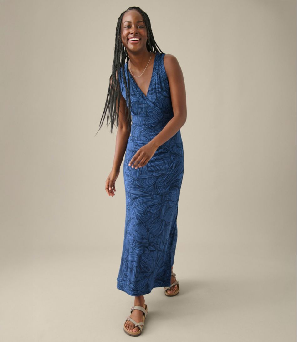 L.L.Bean Women's Summer Knit Maxi Dress, Print CLOTHING