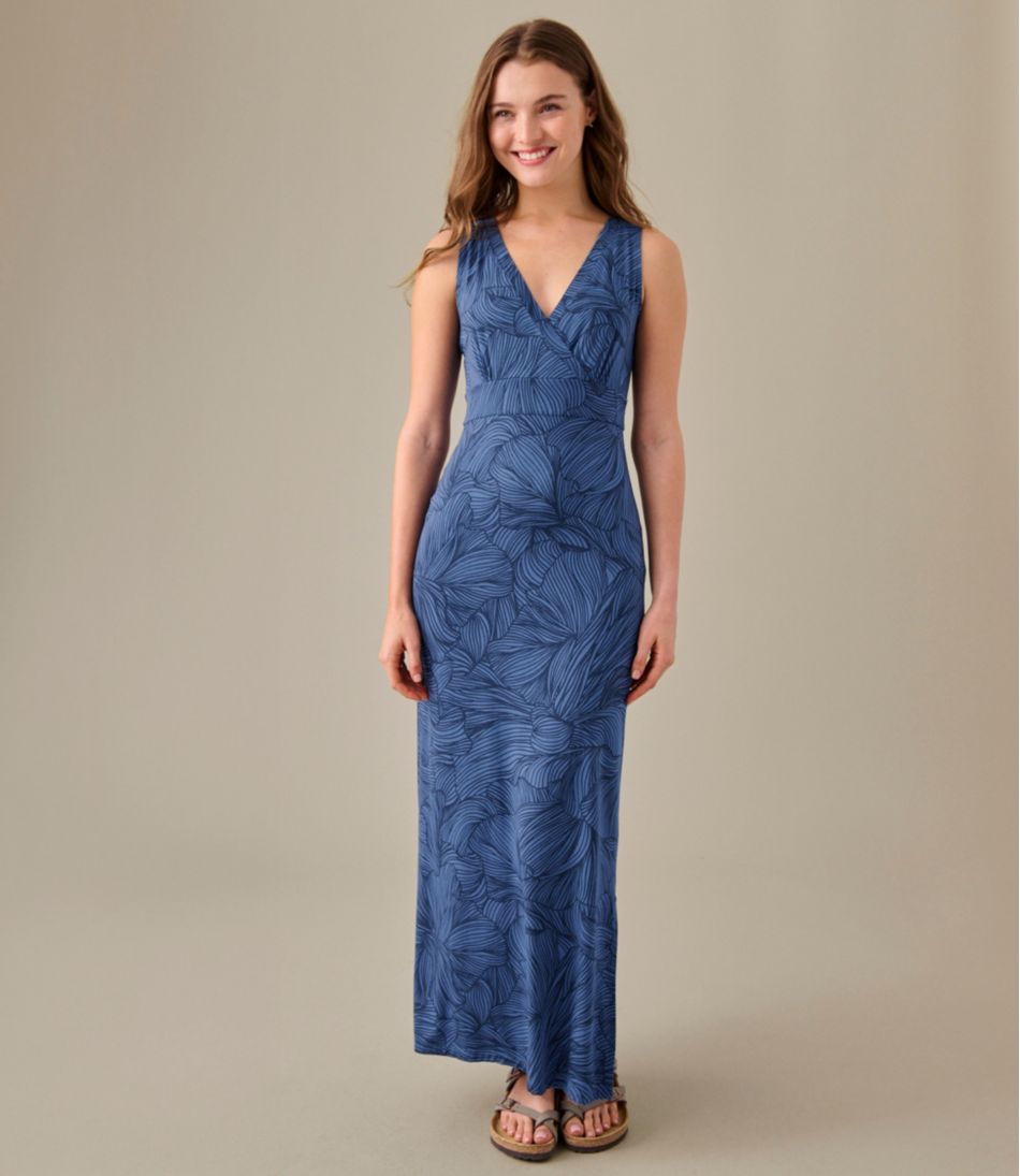 L.L.Bean Women's Summer Knit Maxi Dress, Print CLOTHING