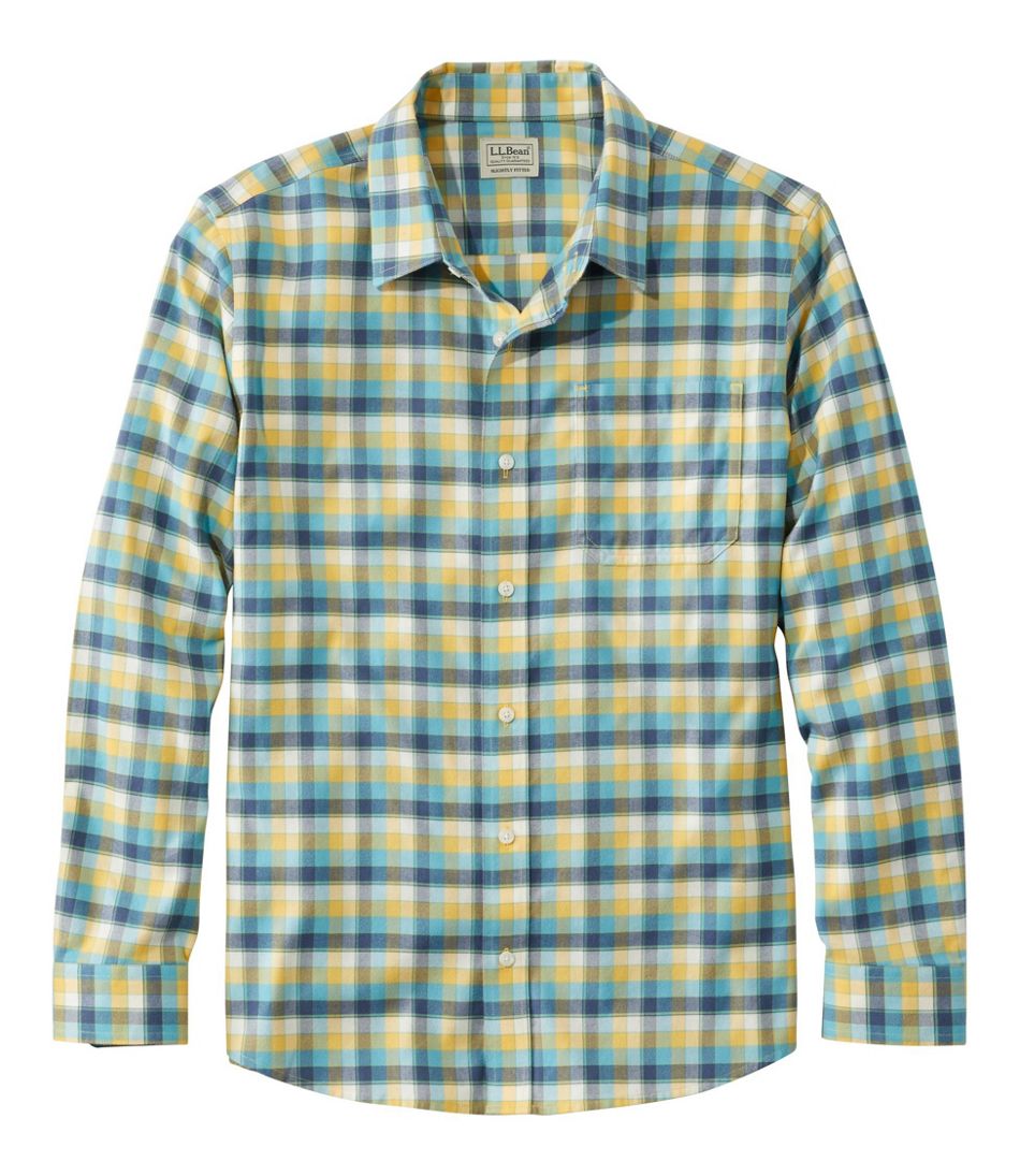 L.L.Bean Men's Wrinkle-Free Ultrasoft Brushed Cotton Shirt, Long-Sleeve, Slightly Fitted Untucked Fit SALE|CLOTHING