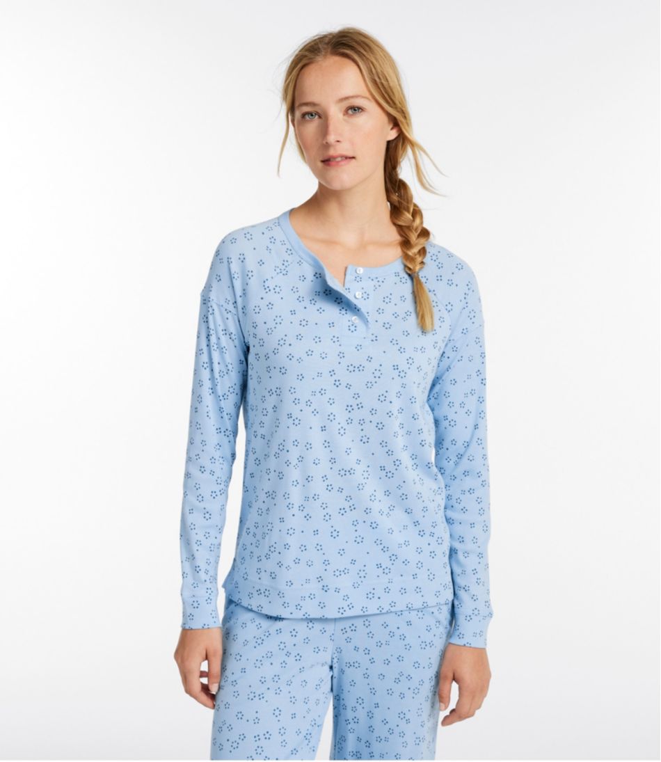 L.L.Bean Women's Restorative Sleepwear, Long-Sleeve Henley Print SALE|CLOTHING