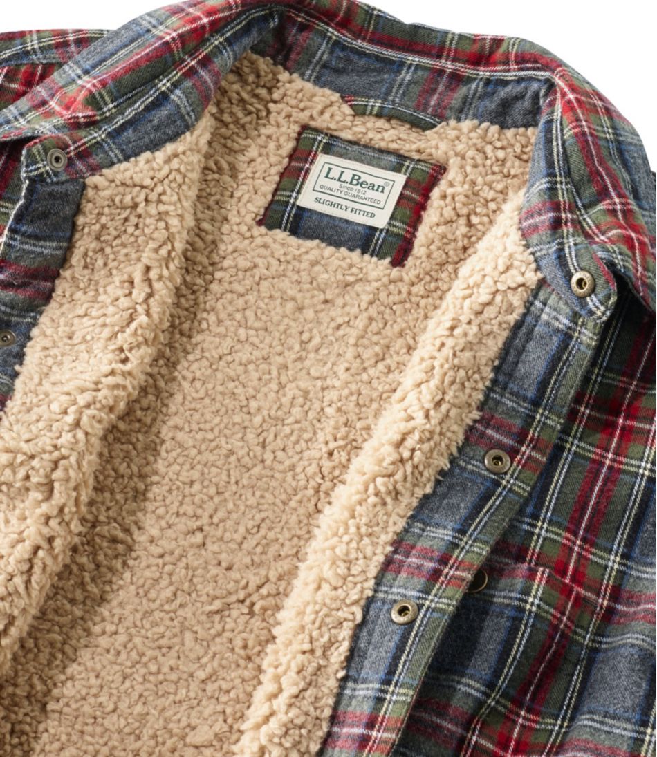 L.L.Bean Men's Sherpa-Lined Scotch Plaid Shirt, Slightly Fitted CLOTHING