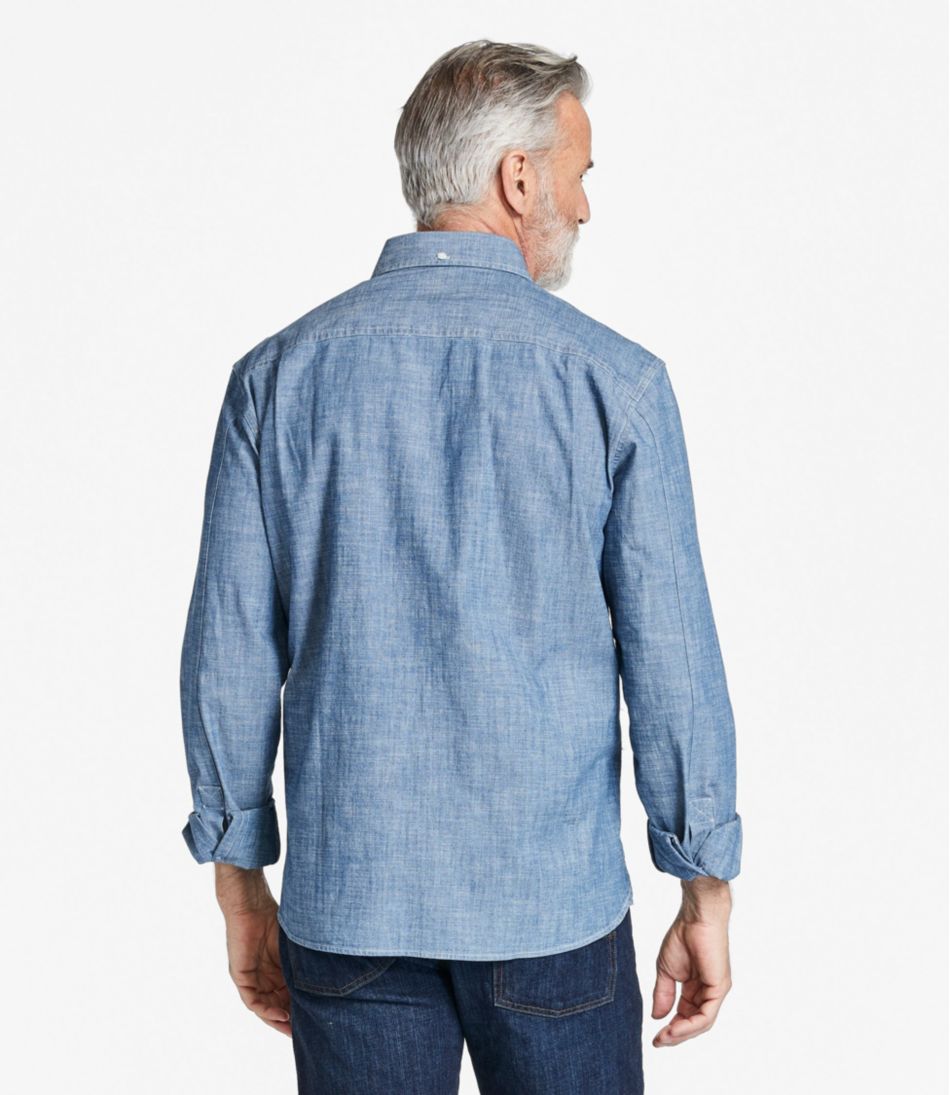 L.L.Bean Men's Comfort Stretch® Chambray Shirt, Traditional Untucked Fit, Long-Sleeve CLOTHING