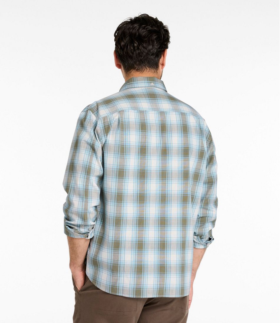 L.L.Bean Men's Comfort Stretch® Chambray Shirt, Traditional Untucked Fit, Long-Sleeve, Print CLOTHING|SALE